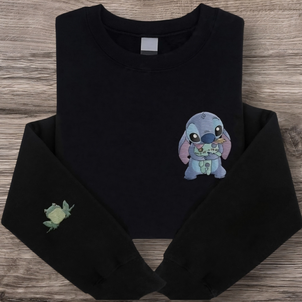 Gildan Black Sweatshirt with Cute Character Design